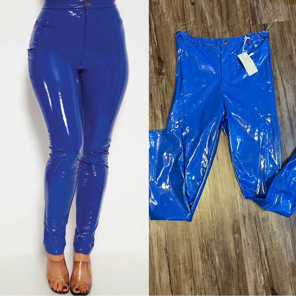 Shiny Blue Skinny Pants